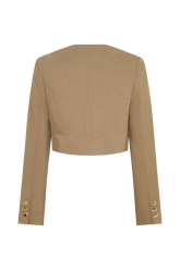 Marielle Button Up Cropped Jacket - Taupe