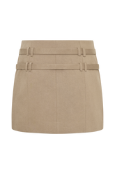 Marielle Double Belt Mini Skirt - Taupe
