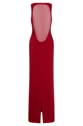 Marlon Crepe And Mesh Maxi Dress - Cherry Red