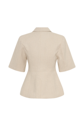 Martine Short Sleeve Linen Top - Natural