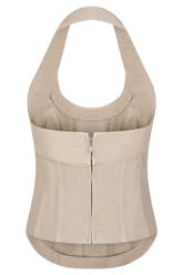 Meadow Denim Corset Halter Top - Stone Wash
