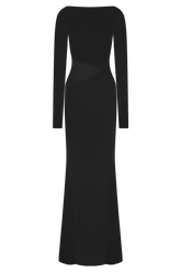 Megan Slinky And Mesh Maxi Dress - Black