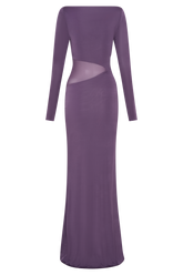 Megan Slinky And Mesh Maxi Dress - Purple