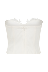 Melany Applique Denim Bustier - White