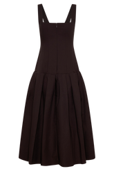 Natascha Drop Waist Cotton Midi Dress - Chocolate