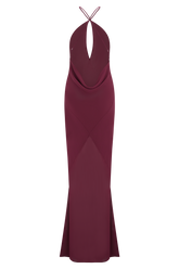 Nerea Slip Halter Maxi Dress - Cherry Red