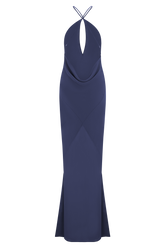Nerea Slip Halter Maxi Dress - Purple Ink