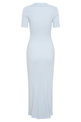 Nichelle Short Sleeve Collared Knit Midi Dress - Light Blue