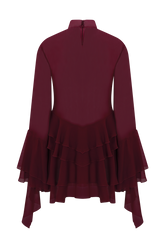 Nimah Chiffon Ruffle Mini Dress - Wine