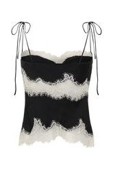 Nina Satin And Lace Camisole - Black/Ivory