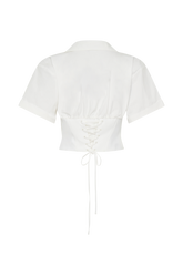 Noelia Tie Back Short Sleeve Shirt - White