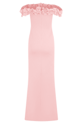 Nova Ruffle Off Shoulder Maxi Dress - Ballet Pink