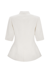 Opal Puff Sleeve Suiting Top - Ivory