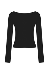 Paedyn Merino Wool Ribbed Long Sleeve Top - Black