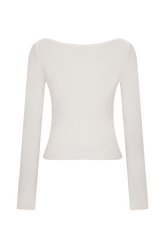 Paedyn Merino Wool Ribbed Long Sleeve Top - Ivory