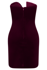 Paulina Velvet Strapless Mini Dress - Wine