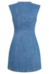Penn Button Front Denim Mini Dress - Summer Blue