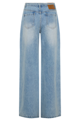 Perrie Mid Rise Straight Leg Tie Jeans - Washed Light Blue