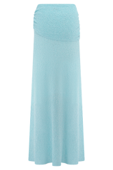 Petra Ruched Knit Maxi Skirt - Light Blue