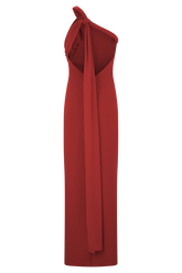 Philippa Knotted Crepe Maxi Dress - Ruby