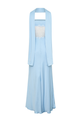 Pilar Strapless Satin And Lace Maxi Dress - Cornflower Blue