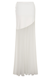 Portia Scuba And Mesh Maxi Skirt - White
