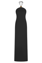 Quincy Halter Maxi Dress With Hardware - Black