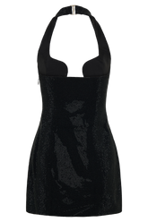 Raina Diamante Halter Mini Dress - Black