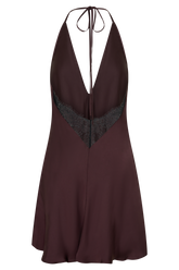Regina Halter Lace And Satin Mini Dress - Chocolate