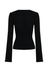 Ricky Knit Long Sleeve Longline Top - Black