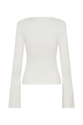 Ricky Knit Long Sleeve Longline Top - Ivory