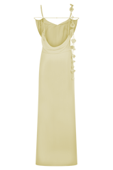 Rosalie Floral Chiffon Maxi Dress - Pastel Lemon