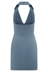 Ruth Cotton Halter Mini Dress - Ocean Blue