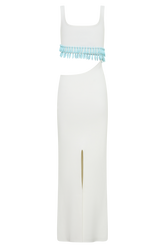 Ruvic Knit Maxi Beaded Dress - White