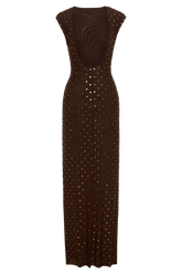 Samara Sleeveless Diamante Maxi Dress - Chocolate