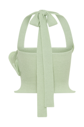Samira Halter Knit Twist Top - Pastel Green
