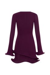 Samira Knit Long Sleeve Mini Dress - Plum