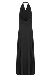 Santal Floral Chiffon Halter Maxi Dress - Black