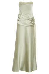Sarah Strapless Maxi Dress With Waist Tie - Sage