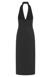 Simona Halter Neck Midi Dress - Black