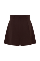 Simone Pleated Suiting Short - Dark Chocolate
