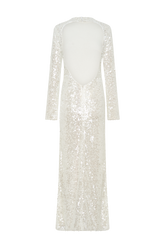 Sofia Long Sleeve Sequin Maxi Dress - White