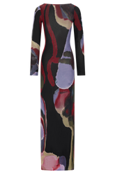 Soraya Long Sleeve Mesh Maxi Dress - Multi Fluid Reverie Print