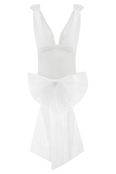 Sybil Plunge One Piece With Bow - Ivory