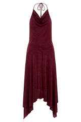 Sylvie Lurex Hankie Midi Dress - Wine
