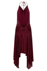 Sylvie Lurex Hankie Midi Dress - Wine