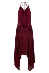 Sylvie Lurex Hankie Midi Dress - Wine