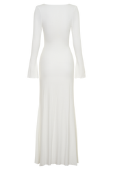 Tanya Buttoned Long Sleeve Maxi Dress - White