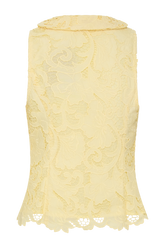 Tessa Broderie Tie Front Sleeveless Top - Lemon