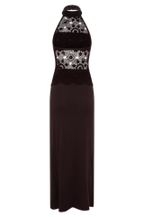 Tessie Knit & Crochet Maxi Dress - Dark Chocolate